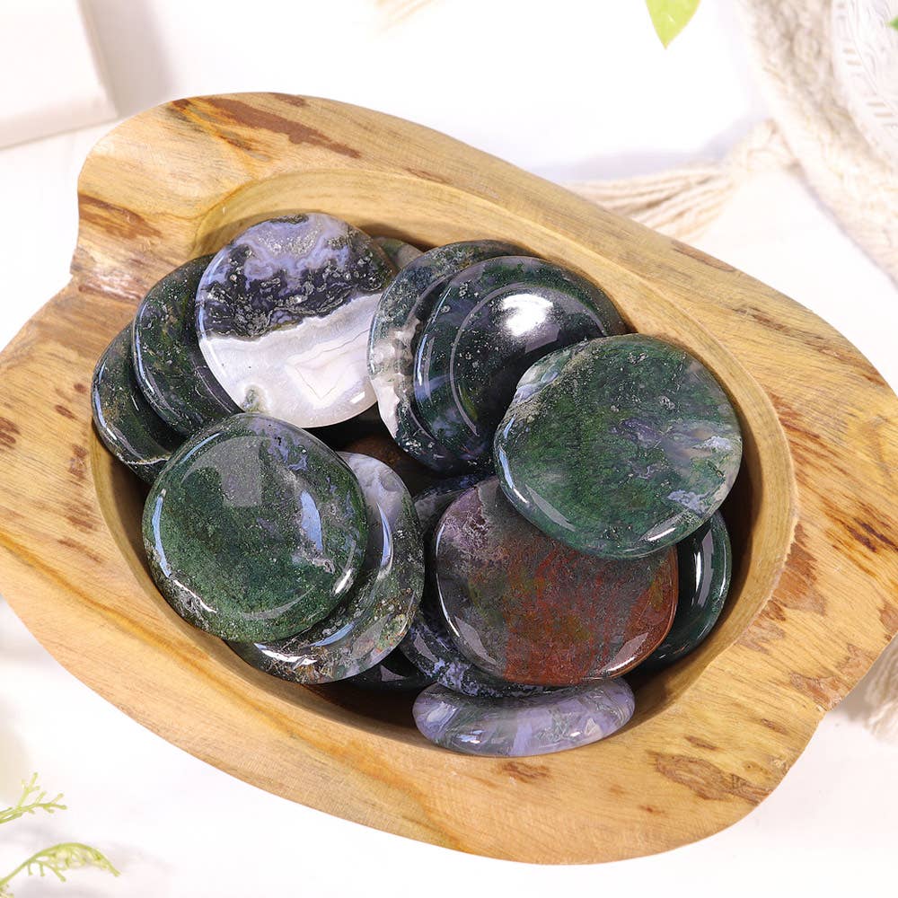 Moss Agate Worry Stone