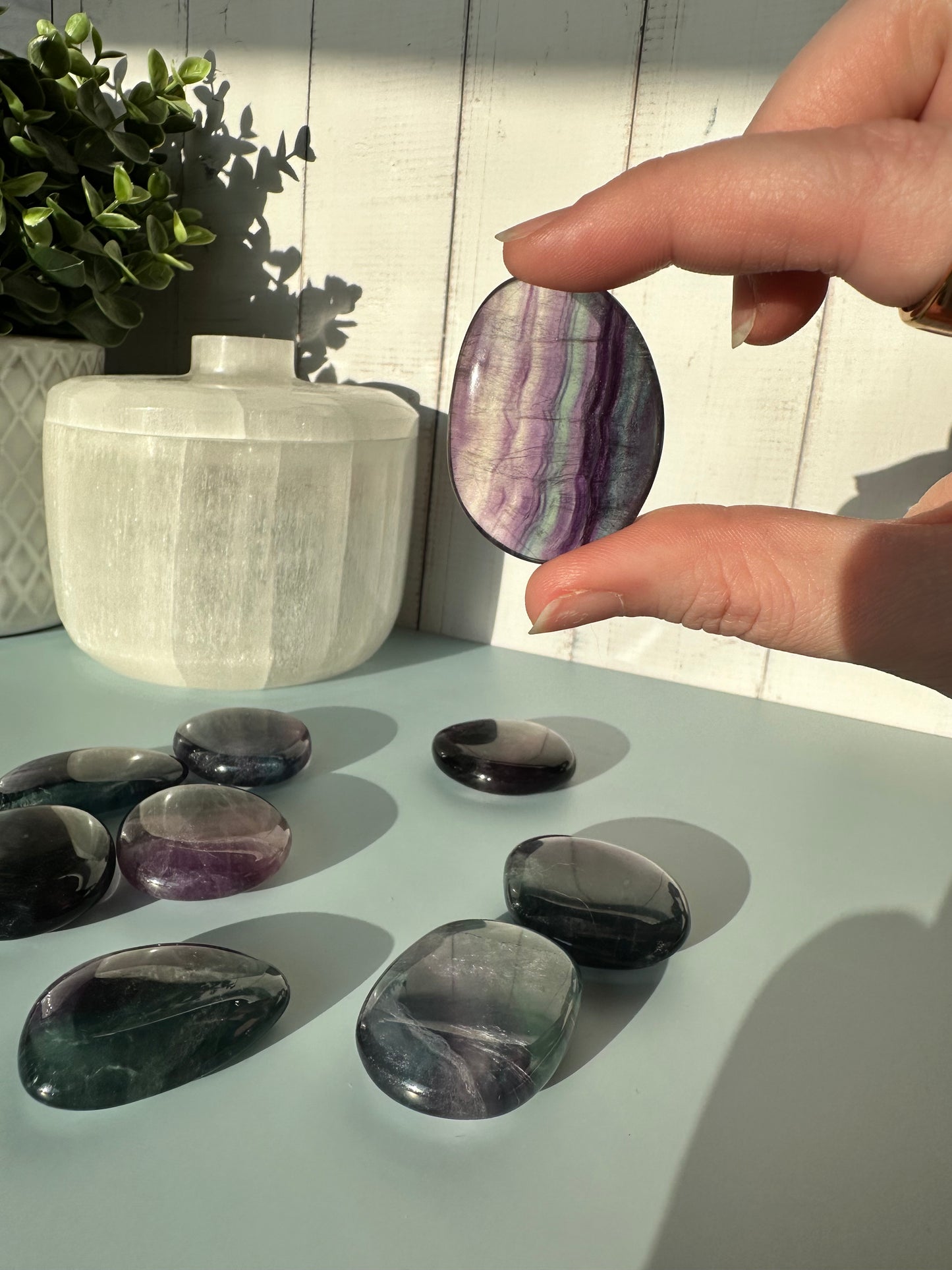 Rainbow Fluorite Flat Stone - MEDIUM