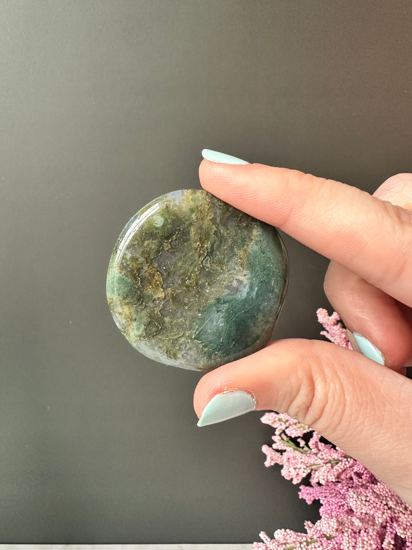 Moss Agate Worry Stone