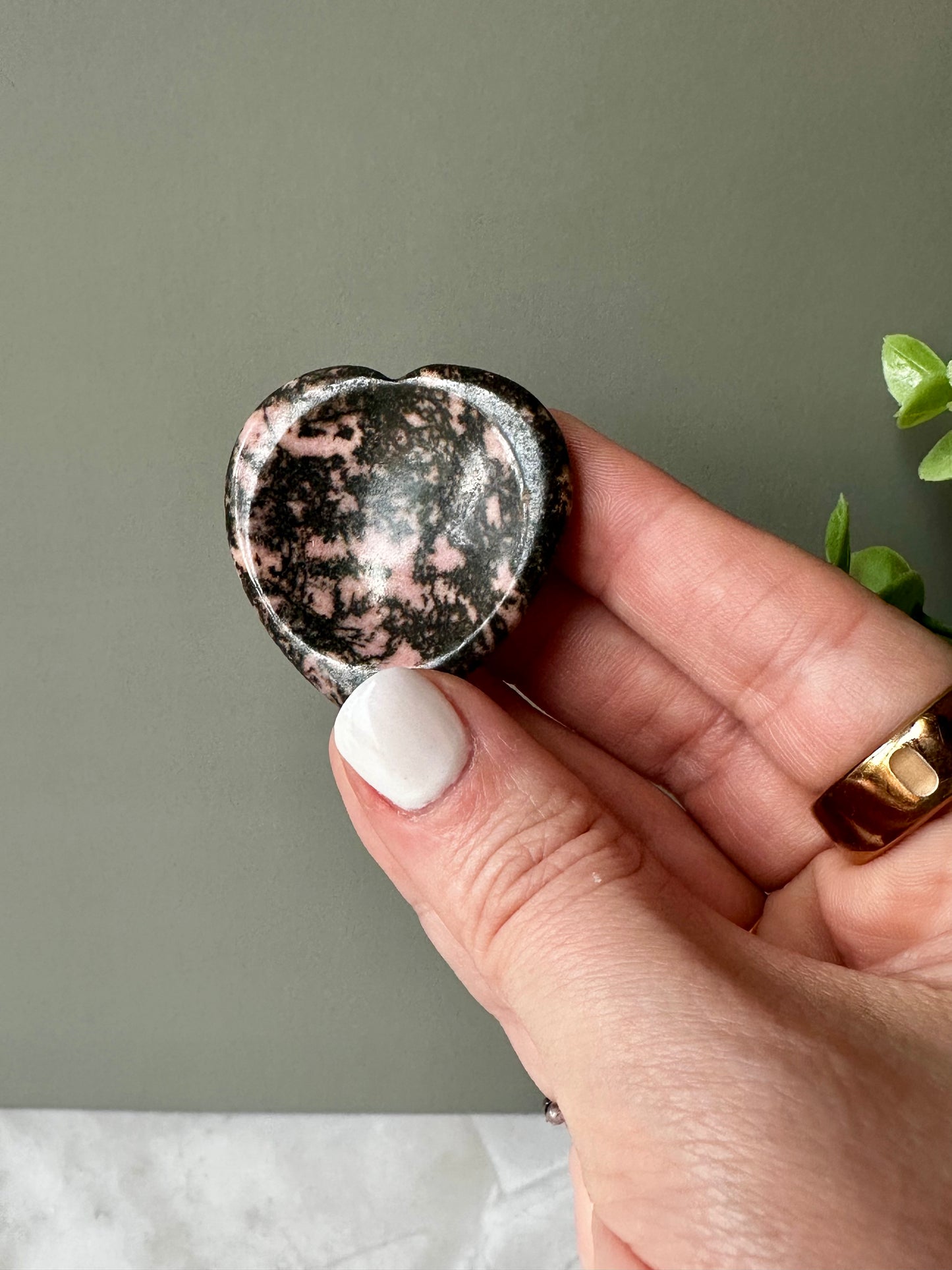 Rhodonite Heart Shaped Worry Stone