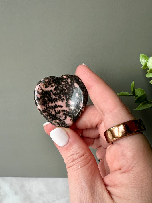 Rhodonite Heart Shaped Worry Stone